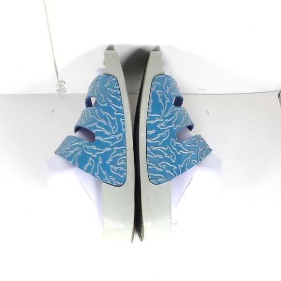 Birkenstock Birki's Women's US6 EU37 Blue Dolphins 3 Straps Wedge Slides Sandals - Picture 10 of 16